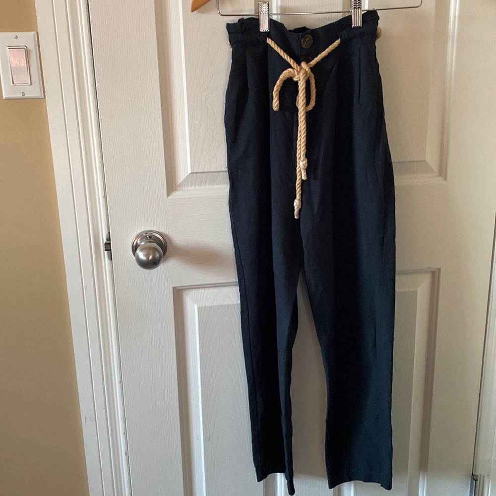 RESERVED Navy blue pants with rope belt